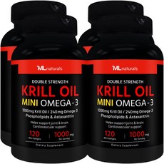 [미국빠른직구] 신제품 마이라이프 내추럴스 미니 크릴오일 오메가3 1000mg, 4개, 120정