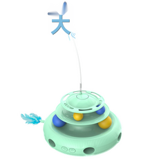 GUEFOON 電動旋轉互動逗貓棒, 1個, 綠色:如圖所示（8866）