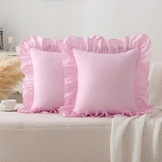 YOKKITA 2팩 밀 러플 유로 샴 베개 커버 66x66cm(26x26인치) 100% 면 프렌치 컨트리 러스틱 빈티지 장식 침대 (밀 66x66cm(26x26인치)) 12, 핑크 YOKKITA 129785 8268437223