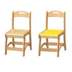 유치원 손잡이홈 흔들림없는 튼튼 나무의자 교실 놀이의자 학원, 1개, 노랑