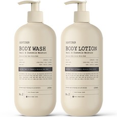 1+1 센티베르 바질 앤 캐모마일 대용량 바디워시&바디로션 세트 1000ml 화이트머스크향 약산성 바디클렌져 바디크림 향기좋은, 1세트