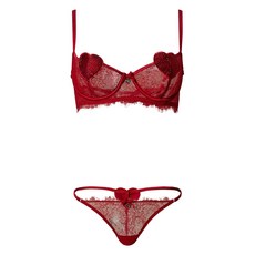 트윈셋 레이스 발코넷 브라 앤 G 스트링 팬티 세트