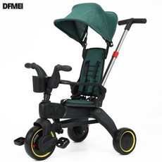 DFMEI 兒童新款三輪車1-6歲摺疊溜娃車嬰兒推車寶寶腳踏車玩具童車, 1個, 綠色:參考詳情