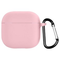 蘋果 AirPods 4 矽膠保護殼 附D型掛勾, 粉色, 1個, Airpods4 保護套