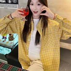 투니스 여성 빈티지 체크 루즈핏 긴소매 셔츠