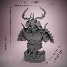 80mm日本武士胸像 筆塗兵人 樹脂模型兵人模型 白模手辦 整件, 1個, 日本武士胸像 8cm-整件