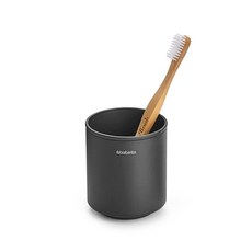 Brabantia MindSet 칫솔 및 치약 홀더 (미네랄 인피니트 그레이) 다중 브러시 페이스트 욕실 세면대용 전동 칫솔 보관 냄비 용기 (8.9 x 8.9 x 9.4c, Brabantia MindSet 칫솔 및 치약 홀더 (