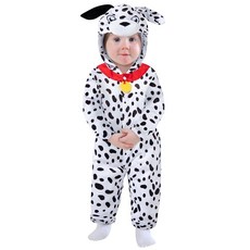Okbebe 아기 할로윈 달마시안 코스튬 유니 유아 추수감사절 크리스마스 만화 동물 후드 점박이 강아지 바디수트 남아용 (3-6개월 블랙 앤 화이트) 169916, 3-6M