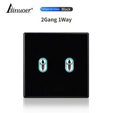 블랙 글라스 슬라이딩 벽 스위치 소켓 타입 플러그 빌라 장식, 1개, 18. 2 Gang 1Way