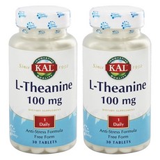 KAL 左旋茶氨酸補充錠 100mg, 30顆, 2個