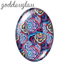 꽃무늬 잎사귀 장미 아름다움 타원형 사진 유리 카보숑 데모 플랫백 제작용 부자재, 27. TB0095-04