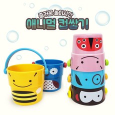 해피타운 멜로디 딸랑이 치발기 촉감 감각완구, 애니멀 컵쌓기, 1개