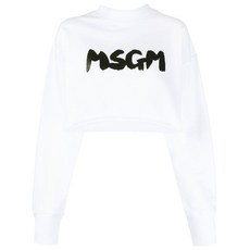 MSGM 로고 프린트 크롭 스웨트셔츠