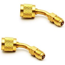 R410a 어댑터 5 16 SAE 암형 퀵 커플러 1 4 수형 플레어 심블 포함 45도 각도 HVAC 냉매 충전 미니 스플릿 시스템 서비스용 2개입 2326239