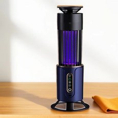 跨境USB充電紫外線吸入電擊滅蚊燈三合一臥室餐廳家用便攜滅蚊燈, 藍色【直插款】:如圖