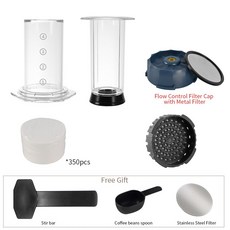 콜드브루 메이커 CAFEMASY 에스프레소 커피 휴대용 프렌치 프레스 바리스타 도구 포트 에어 머신AeroPress용 필터 포함, Clear Aeropress B, 1개