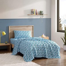 Eddie Bauer 주니어 - 트윈 XL 시트 얼룩 방지 유아 침구 매칭 샴 매우 부드러움 이상적인 보이 룸 필수품 (스트라이프 게임 블루 XL)469293, Little Rider