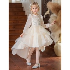 小女孩兒童花童主持人演出服女童高端禮服生日公主裙高級感連衣裙