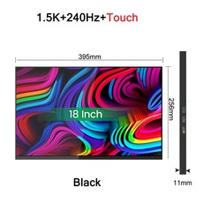 18인치 5K 240HZ 스위치용 노트북 DCI 휴대폰 MAC PC IPS 모니터 10 500니트 P3 16 휴대용 XBOX 터치스크린 디스플레이, 18 240Hz Black 2, 영국 플러그