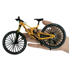 1:8 스케일 듀얼 서스펜션 다이캐스트 MTB 자전거 피규어 모형 선물, 옐로우