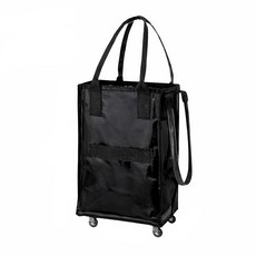 二代款 環保購物袋 拖輪買菜車 附輪購物包, 神秘黑【第二代皓啃包】Ｓ號(登機款), 1個