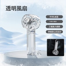 DFMEI 新款創意透明冰敷風扇 迷你渦輪便捷USB半導體手持風扇, 54*50*167mm, W20透明風扇-白-1200mAH
