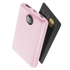 UOOFON 고속충전 미니 보조배터리 10000mAh PD 22.5W QC3.0 LED 잔량표시 포켓 휴대용+20W C타입 케이블, 핑크, N2