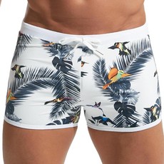 PINKY SENSON 남성용 스퀘어 레그 수영 트렁크 현실적인 3D 데님 프린트 수영복 재머 스트레치 경량 수상 스포츠용 라이트 블랙. M