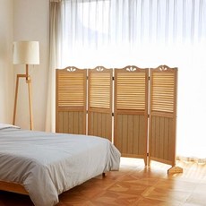 [까사라움] 하프갤러리 원목 4단 접이식 인테리어 낮은 파티션 2color, 전체색:내추럴