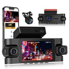 360° 4채널 2K 대시 캠 전면 및 후면 내부 7.6cm(3인치) 카메라 자동차 카메라 내장 GPS 앱 제어 IR 야간 시야 루프 녹화 G-센서 주차 지원, 360° 4채널 2K 대시 캠 전면 및 후면 내부,