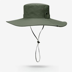 戶外遮陽帽 防潑水尼龍登山帽 大帽檐漁夫帽 透氣防紫外線, 軍綠色, 軍綠色