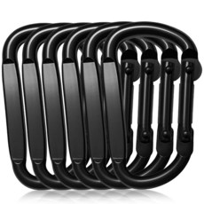 EZYA 카라비너 클립 튼튼함 6.1cm(2.4인치) 소형 D 링 카라비너 - 열쇠고리 캠핑 하이킹 강아지 목줄 블랙 6개, EZYA 카라비너 클립 튼튼함, 6.1cm(2.4인치)
