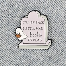 BE1150 죽어서도 책 읽으러 돌아올 독서 덕후의 묘비 유령 독서 뱃지 브로치