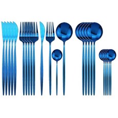 Uniturcky 실버 실버웨어 세트 24피스 스테인리스 스틸 플랫웨어 서비스 거울 광택 블랙 핸들 식기 커틀러리 나이프 포크 스푼 가정 레스토랑용 식기세척기 265244