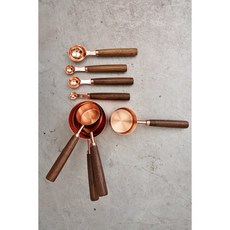 喚 HUAN 胡桃木玫瑰金量杯量匙八件組 烘焙料理精準測量工具, 1套