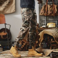 튼튼한 카고 밀리터리 워크웨어 팬츠, 1개, A688 카키 카모플라주 여름용얇