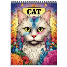 NICEROSE 귀여운 고양이 테마 성인 컬러링북 색칠 공부로 스트레스 해소 창의력 향상 재미있는 아트북, CAT