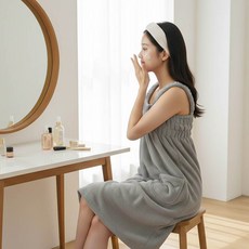 온빛홈 여성 샤워가운 목욕가운, 그레이, 1개