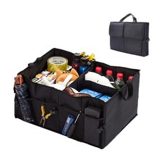 BIENOE 차량용 트렁크 정리함 다기능 접이식 잡화 수납 정리함, 블랙