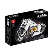 新品 質量保證蘭博1:5R18拿鐵摩托車高難度拼裝積木男孩子益智玩具模型 機車積木模型 摩托車積木拼裝, 1個, 1:5 寶馬R18摩托（電鍍版）