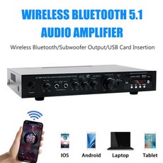 AV-369BT Bluetooth 5.1 사운드 스피커 앰프 HiFi 오디오 증폭기 수신기 6 채널 홈 시어터 오디오 스테레, 01 UK Plug, 1개
