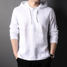 남성 캐주얼 면 린넨 후드 맨투맨 자와선차단 무지 면 마 긴팔 후드티 데일리룩