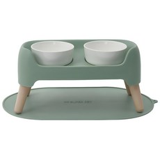 슈퍼펫 강아지 밥그릇 고양이 식기 높이 조절 커브 식기 세트 2구 물그릇, 1개, 애플그린