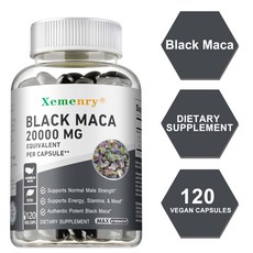 블랙 마카 20000mg - 테스토스테론 부스터 근육 건강 에너지 및 지구력 향상, 2개, 120정