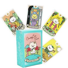 女巫卡塔牌屋 10*6.8cm 可愛波特貓塔羅牌 桌遊 卡牌遊戲 英文桌遊 占卜potenko Tarot 塔羅牌卡, 1個, 波特貓卡牌