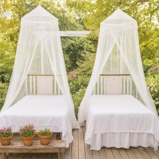 캐노피 침대모기장 싱글 레이스 모기장침대용, 화이트