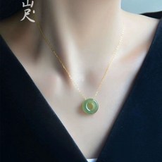 【 好物上新 】新款玉石佛公吊墜項煉女串珠彌勒佛大肚佛鎖骨鏈老婆女友禮物, 1個, 平安扣玉石【项链】