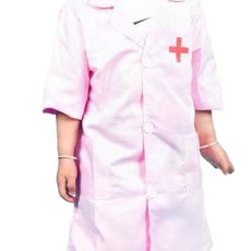 DOCTOR TOY 兒童木製模擬布袋醫藥箱 寶寶男女過家家玩具禮物, 粉色護士服套裝, 1個