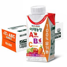 파스퇴르 100% 유기농 실온 야채농장 ABC주스 200ml (18팩), 18개