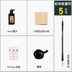 毛筆套裝 書法初學者入門 兼毫筆, 1個, 入門5件套 無收納盒不推薦